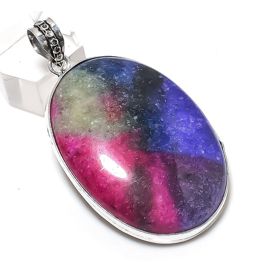 

Rainbow Solar Quartz Gemstone 925 Sterling Silver Jewelry Pendant 2.44