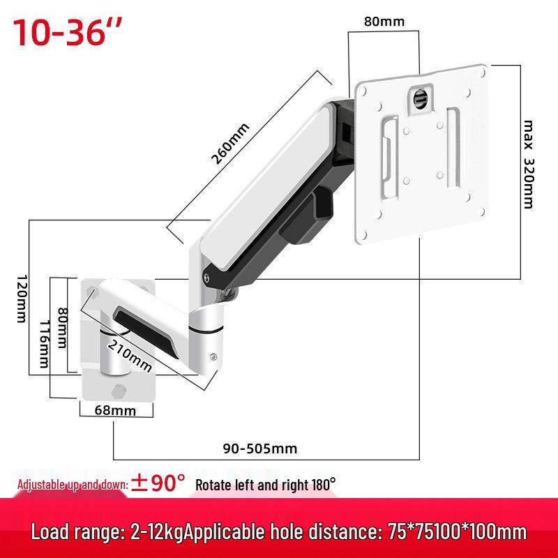 Industrial Universal Wall Mount Articulating Monitor Bracket with Extendable Arm and Adjustable Height for Vertical Screens