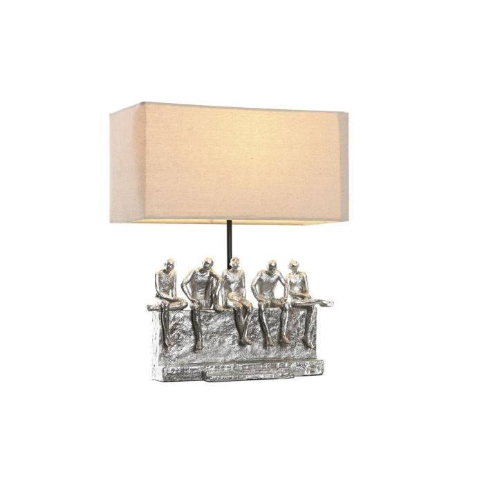 Lampe De Bureau - Non Spécifié - Argenté - Beige - Métal Et Résine - 36x21,5x43 Cm