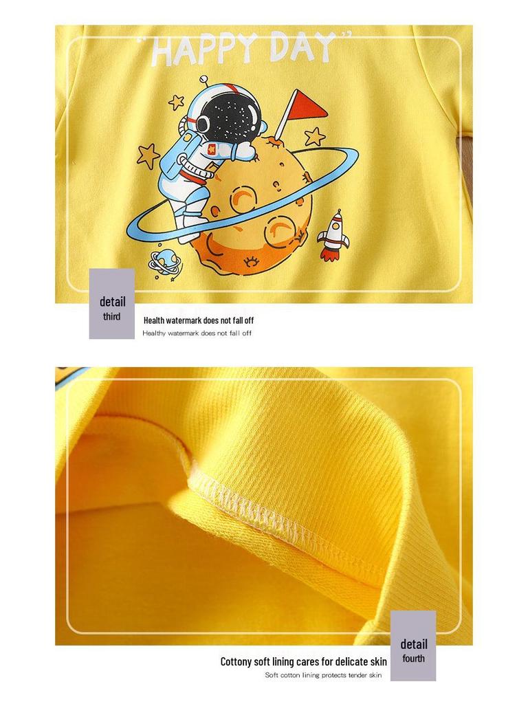 Jesień 2025 Bluza z długim rękawem z czystej bawełny dla chłopców i dziewcząt