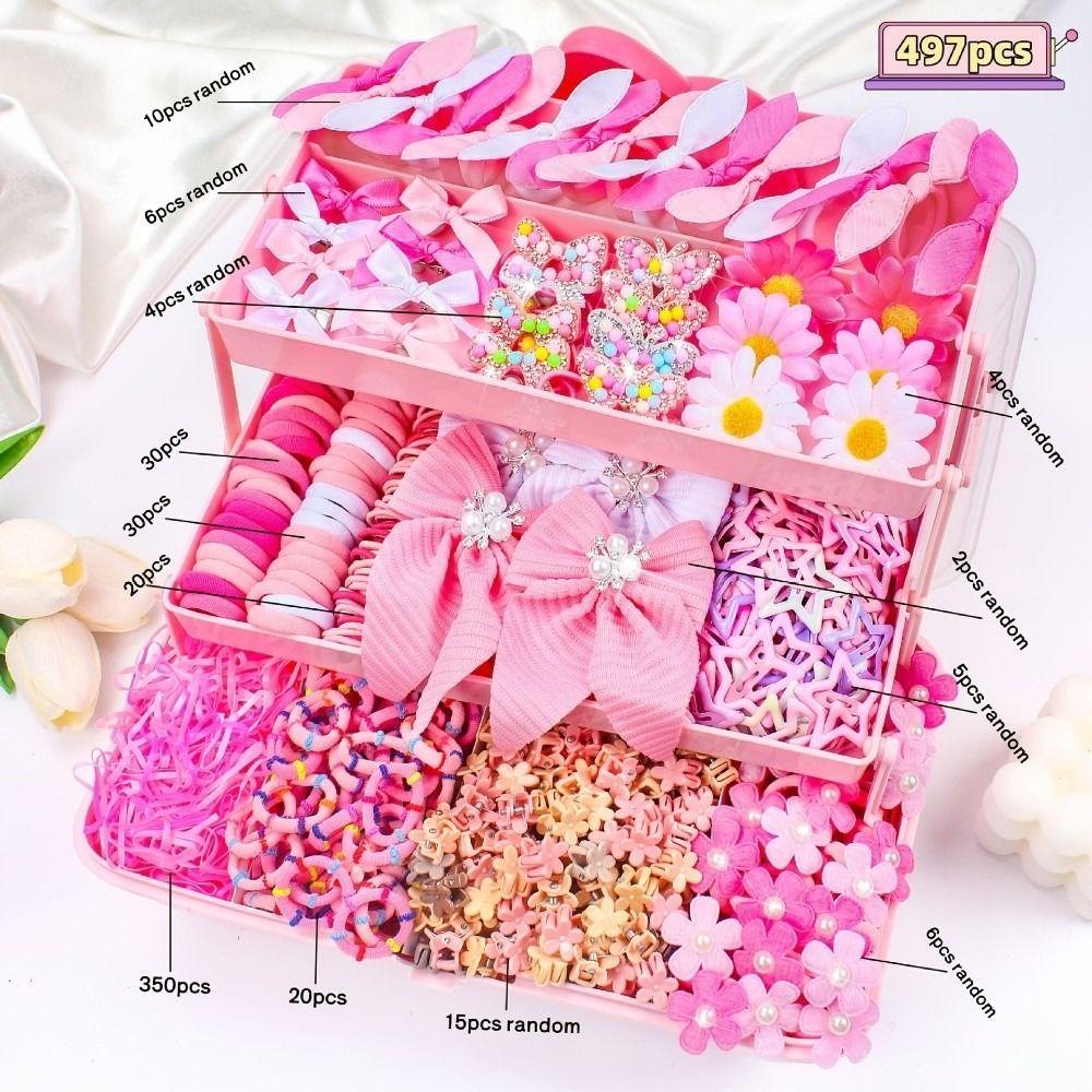 Fabric Hair Accessories Set Colorful Bow Barrettes New Elastic Hair Bands Kids Hairstyling