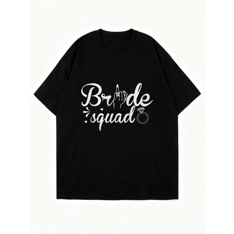 Bride Squad Oversized T Shirt Black Bride Hand Gesture And Ring Print Wedding Party Bridal Shower Bachelorette Party Wear