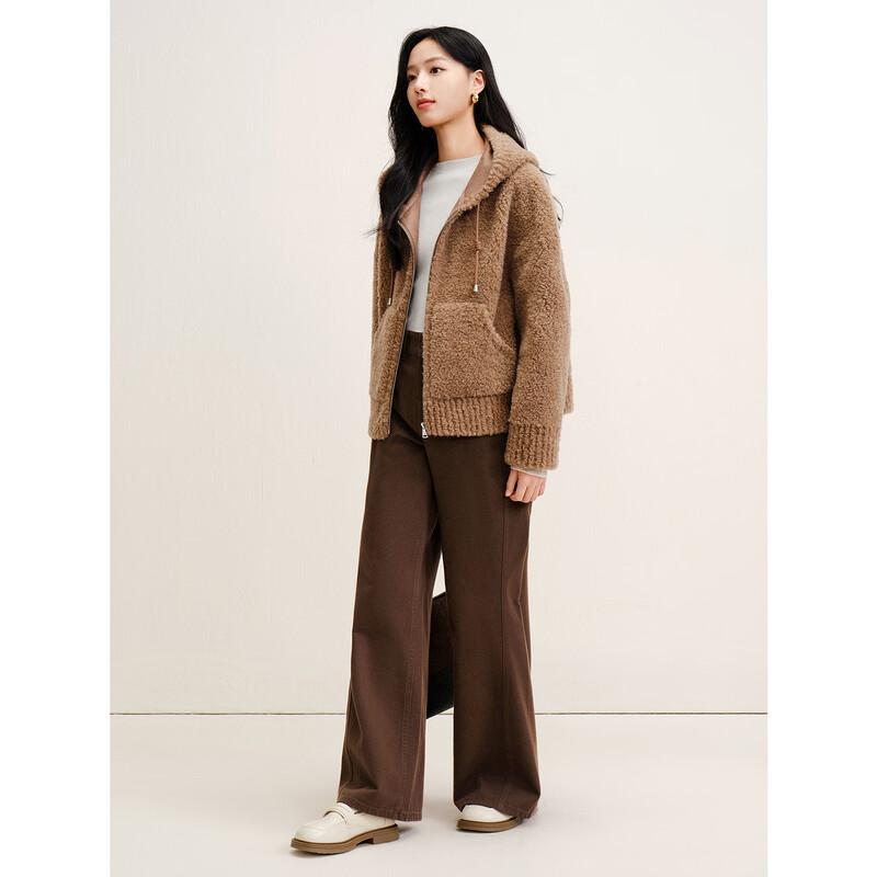 JUZUI Women's Maillard 100% Wool Sherpa Fleece Coat