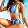 New model to picture to sample high waist stripes sexy bikini split swimsuit women fashion sexy