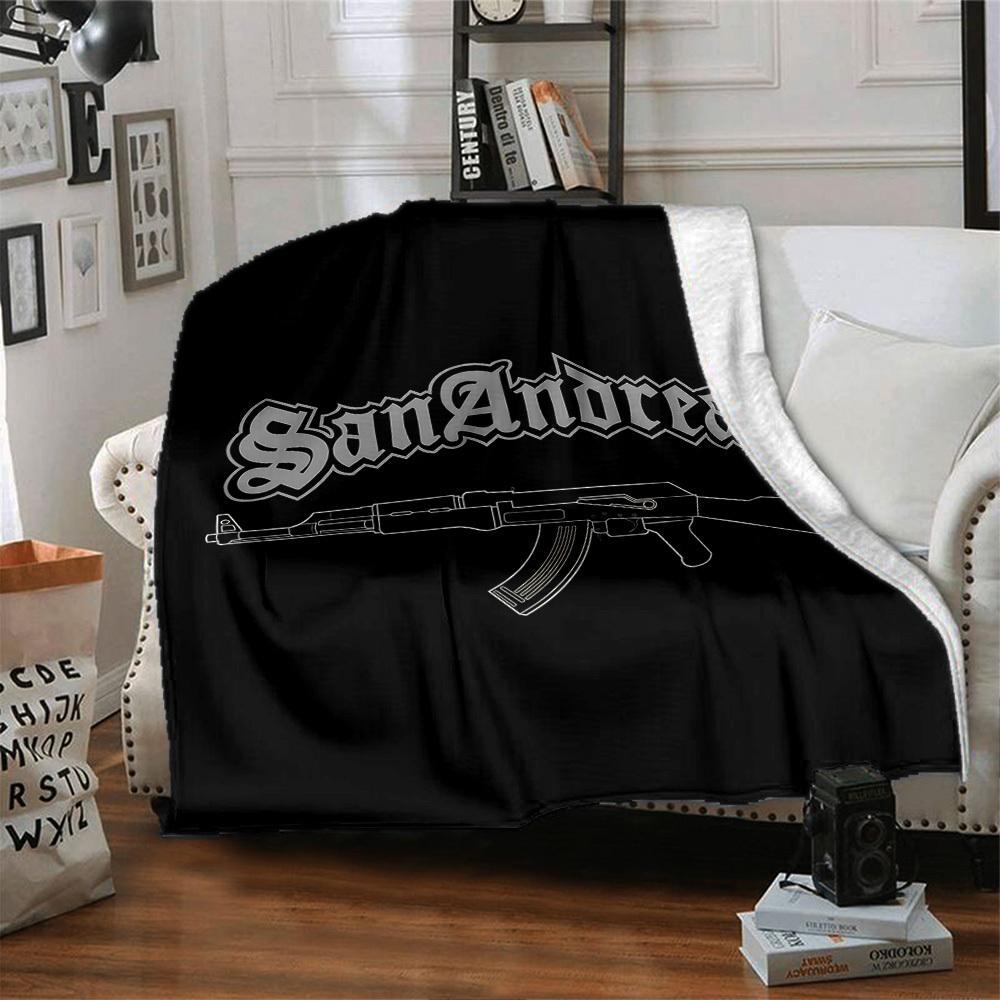 1pc San Andreas AK-47 Soft Warm Throw for Home, Office, Trave, All-Season Cozy Bedding Gift, Office Cozy Accessory 1123