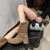 Autumn New Fashion Boots Women's Shoes Medium Tube Milk Fiber (milk Silk) Suede Cloth Rivet Autumn