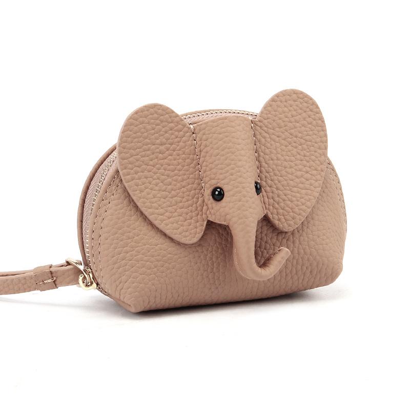 Poșeta creativă din piele cu fermoar cu elefant - drăguță și compactă