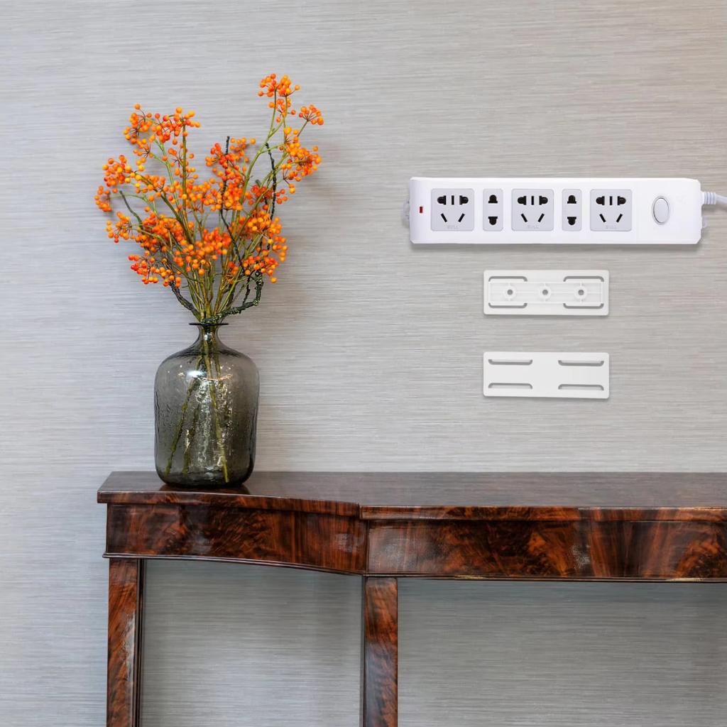 3/5 Pairs Ultra-Strong Adhesive Power Strip Holder No Drill, Space-Saving Wall Mount with Cable Management for Home & Office