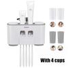 Toothbrush Holder Wall Mounted Automatic Toothpaste Dispenser Magnetic Toothpaste Squeezer Whit 4 Cup