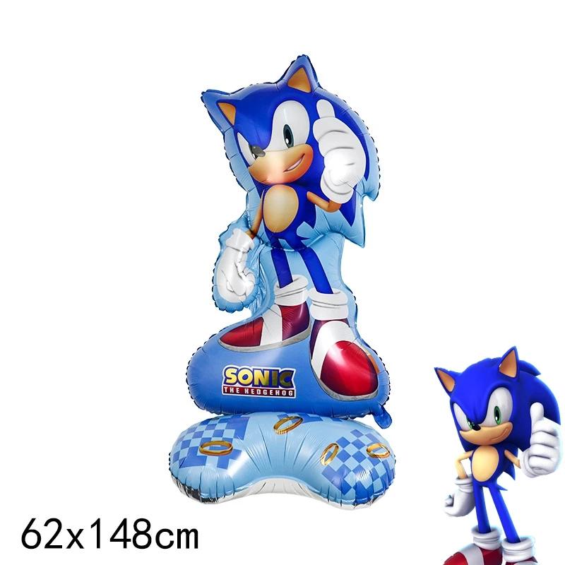 New Cartoon Sonic Balloon Blue Glitter Hedgehog Action Figure Toy Anime Baby Shower Birthday Party Decoration Supplies Kids Toy