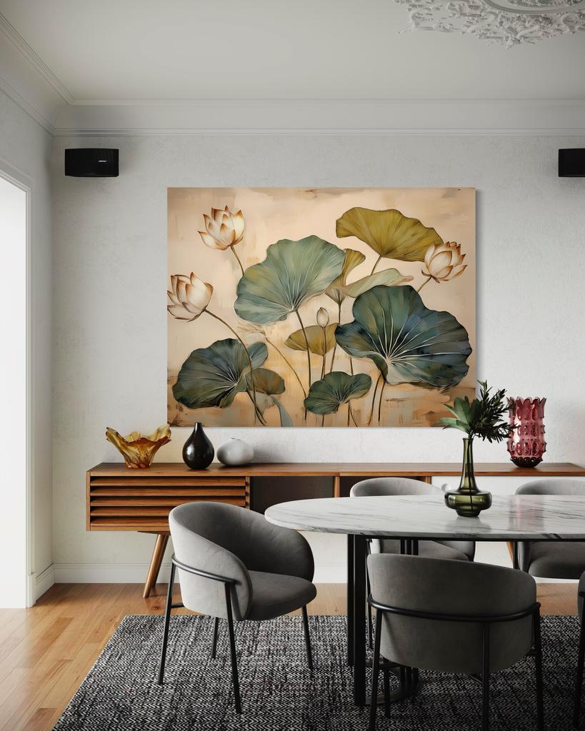 Canvas Print, Leaves Lilies Plants Flowers