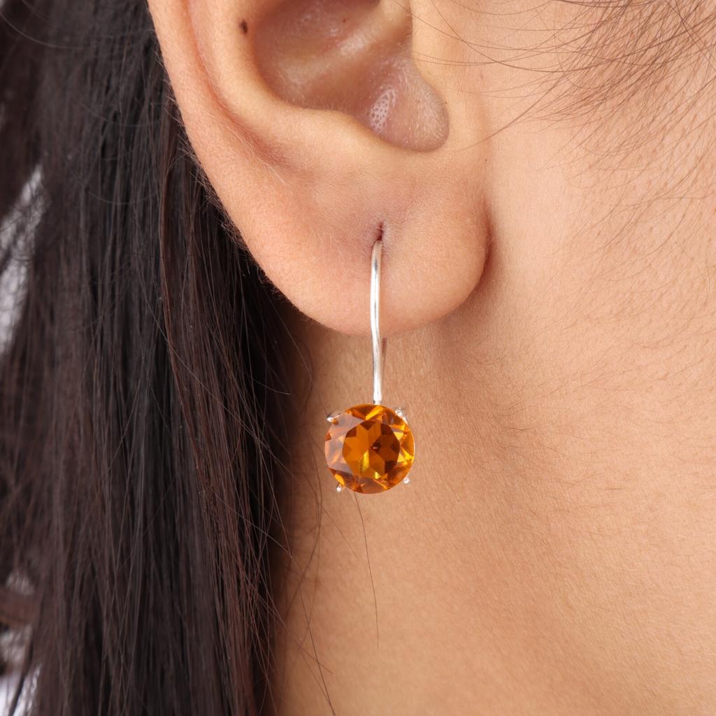 Citrine Gemstone 925 Sterling Silver Jewelry Handmade Drop/Dangle Earrings 0.92" EE-174-2