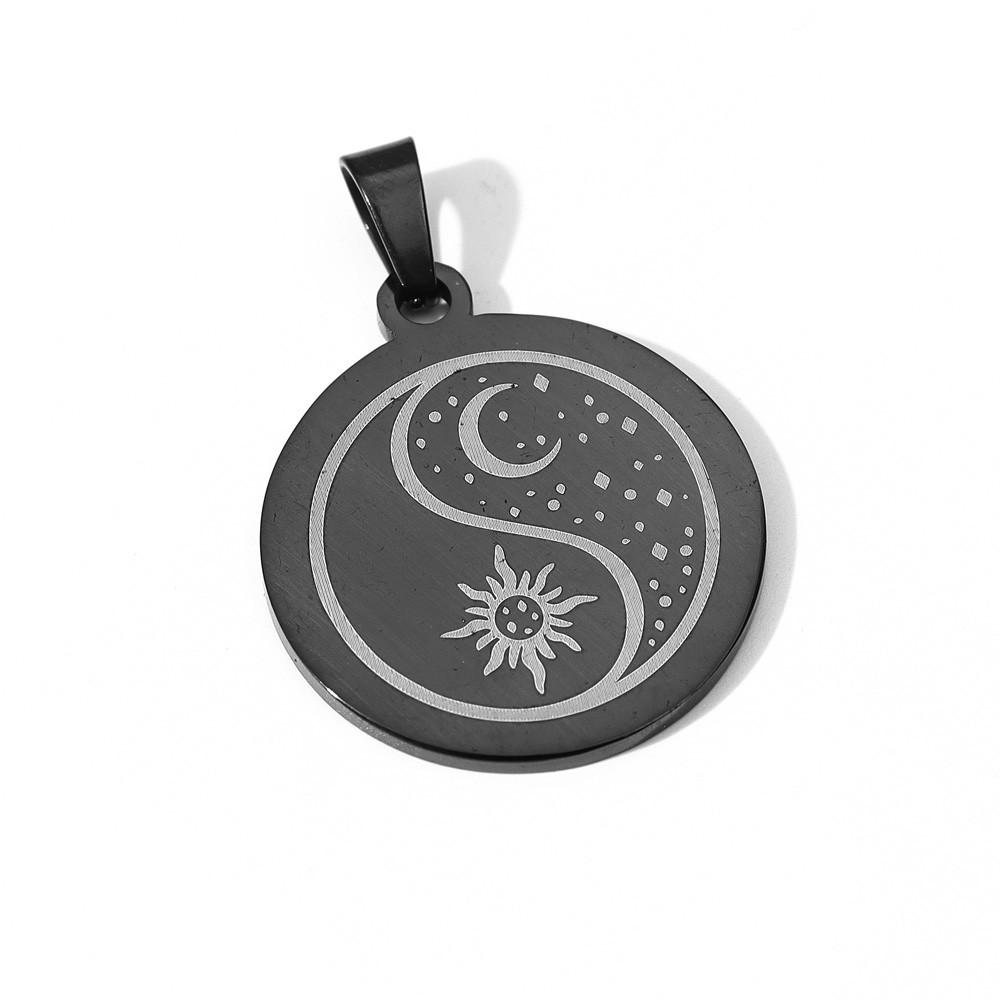 

Модное мужское ожерелье Moon Sun, модная круглая подвеска из нержавеющей стали Tai Chi чёрный