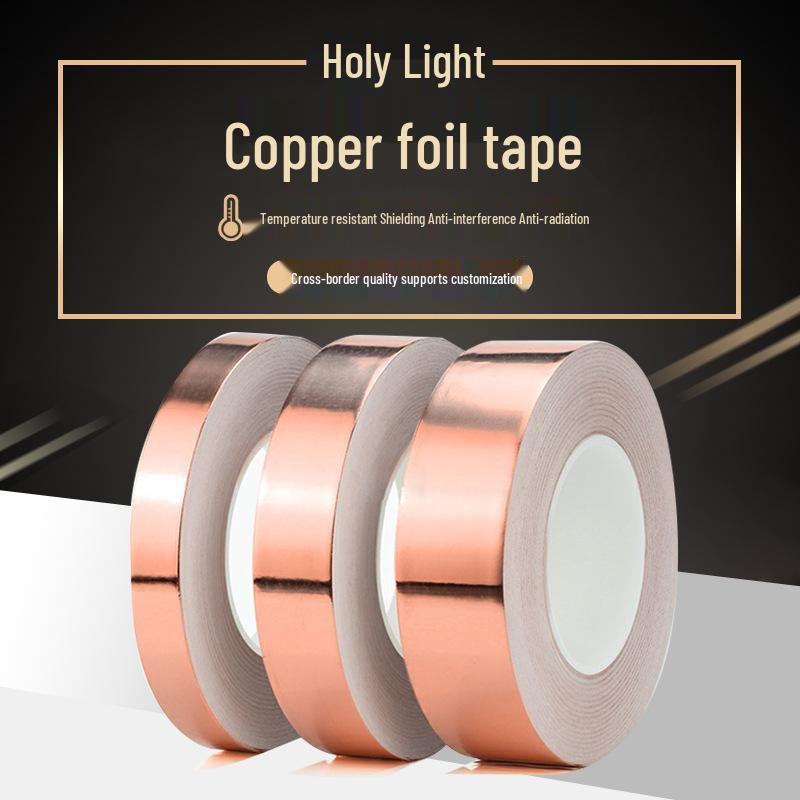 High-Temp Conductive Copper Foil Tape - Adhesive Shielding, Single & Double Conductive Options Single-Conductive 5mm x 20m x 0.05mm