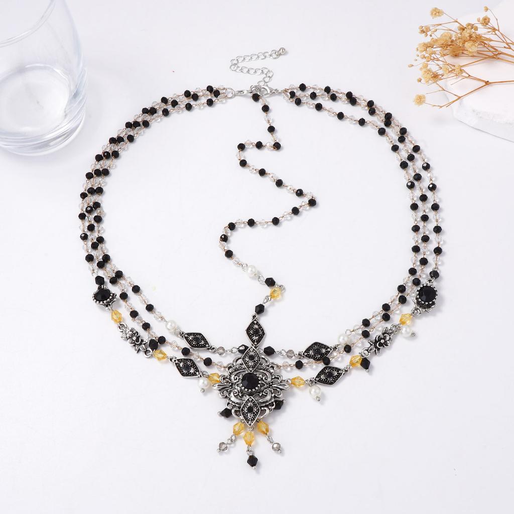 ZA cross-border exotic ethnic style can be worn twice, jewelry, alloy beaded fringed pendant, forehead chain, western style necklace.