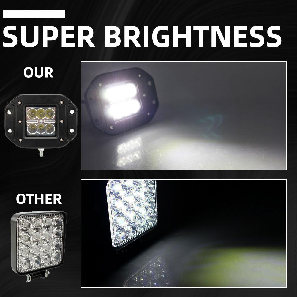 1/2PCS Car High Bright Work Light 12W 6SMD 6000K White Headlight DRL Driving Lamp for Jeep Off-Road Vehicle 4x4 ATV UTV