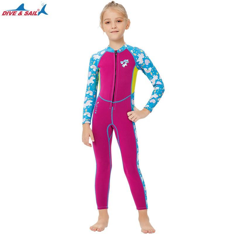 Children's Diving Suit Women's 2.5MM Thick Warm Swimsuit One-piece Long-sleeved Sunscreen Snorkeling Surfer