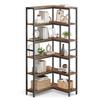6 Tier Bookshelf, Convertible Corner Shelf, 9.4 X 40.2 X 69 Inches
