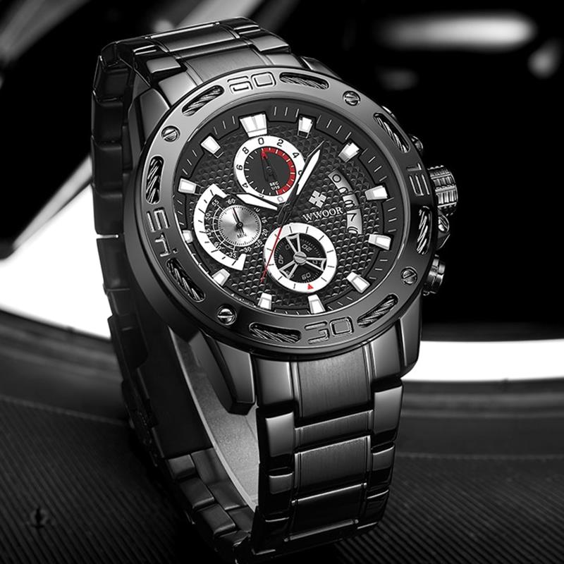 Herrenuhren Top Marke Mode Luxus Gold Edelstahl Quarz Uhr Herren Wasserdicht Sport Chronograph Uhr