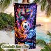 Neon Theme Beach Towel Personalized Custom Name & Text Soft Quick Dry Beach Towel for Swimming Travel