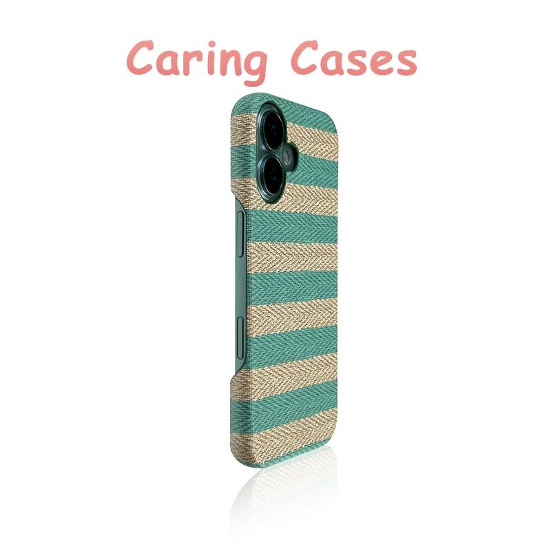 

For iPhone 17 Pro Max Case Blue Striped Fabric Texture Half Cover Soft Minimalist Protective Case with iPhone 16 15 14 13 12 11 iPhone 15