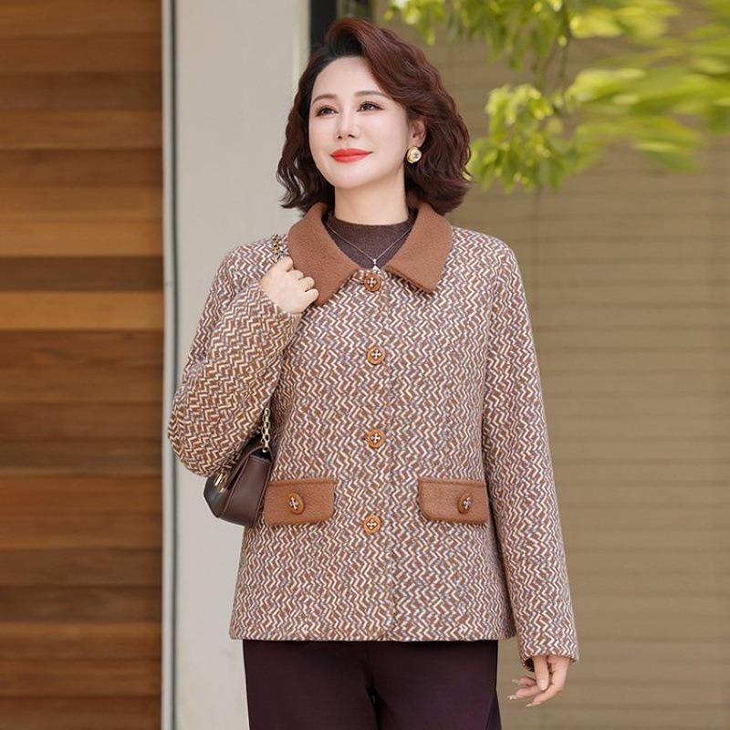 

Осенняя новая куртка с лацканами, женский свободный короткий топ, уменьшающий возраст 5XL [Recommended 150-80 kg]