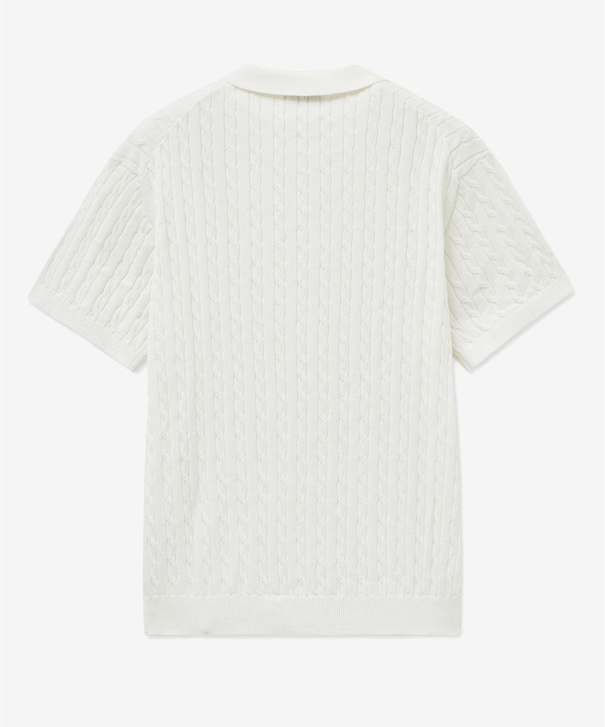 Tienjiti Cable Polo Knit Top (Cream) Tnsw5E206Cr