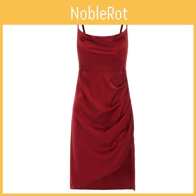 Sleek Satin Camisole Nightdress With Elastic Waist For Youth Womens Lounge