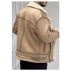 Men's Stone White Napa Leather Coat With Full Shearling Inside Northern Model Coat