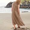 Women's Fashion Casual Colour Sleeveless Cotton Linen Pocket Dress