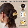 3/6pcs Gold Ponytail Cuff with Elastic Hair Ties Metal Charms Black Rubber Band Women Girs Non-Damage Hair Rope