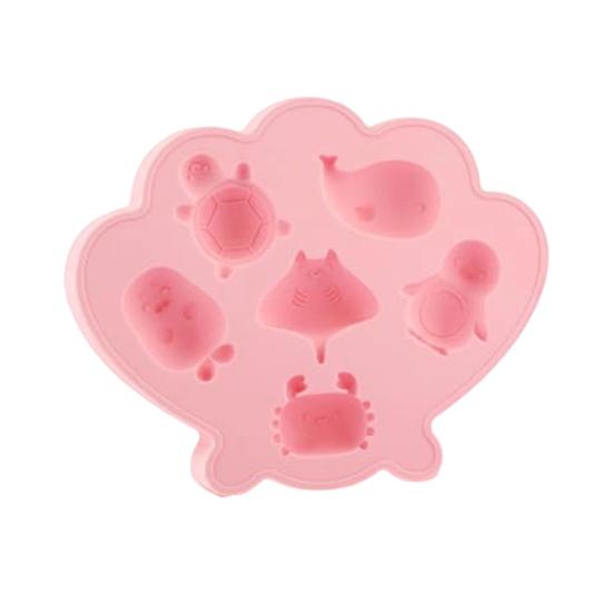 Ocean Animal Silicone Ice Cube Tray Food-Grade Flexible Mold for Seashell Turtle Whale Shapes Easy-Release Fun Ice Maker for Cocktails A