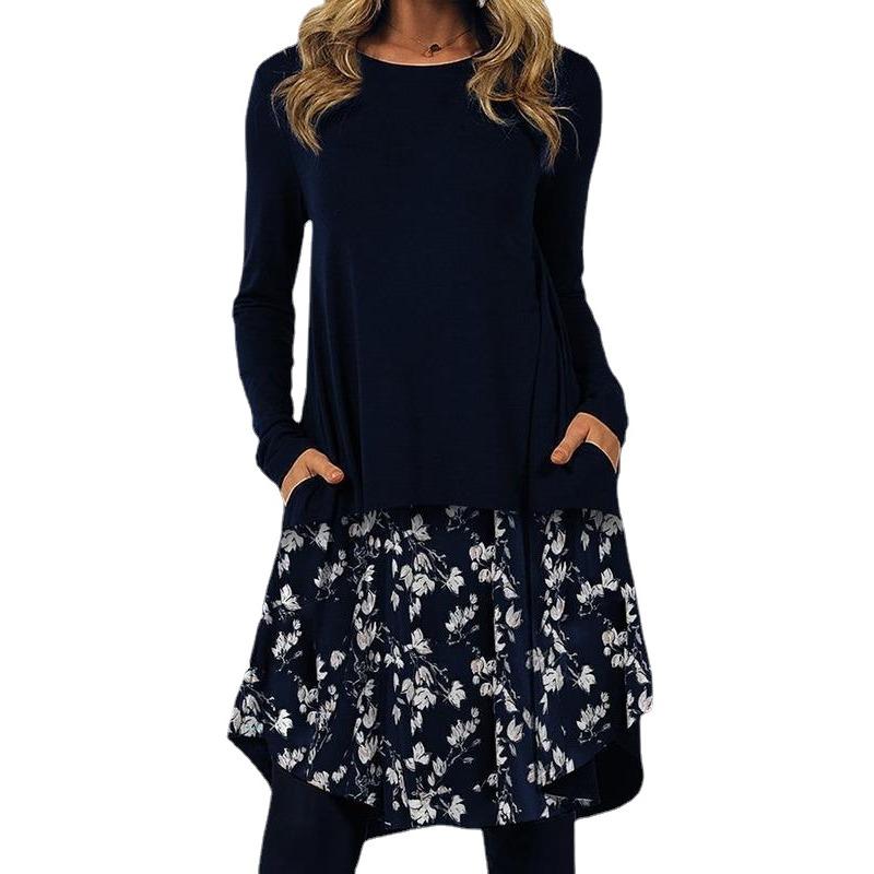 EastRogue Women's Fashion Spring Autumn Long Sleeve O-Neck Casual Dresses
