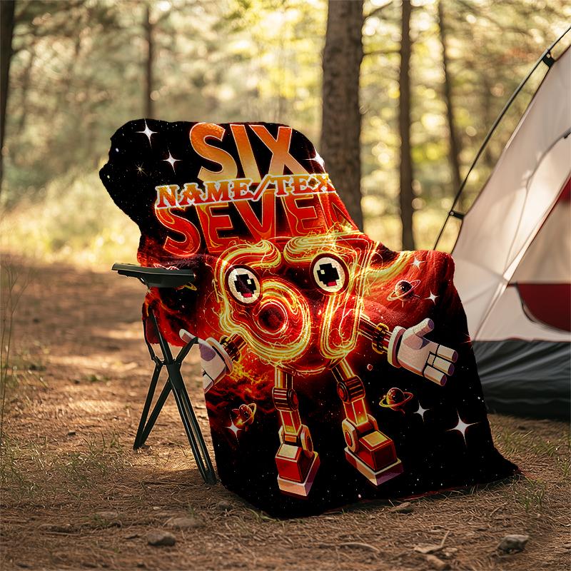 1PC Custom Name "Six-Seven Cosmic Robots" Outdooor Flannel Blankets Throw Blanket All-Season Throw Gift Bedspread for Couch, Bed, Camping Holiday Birt