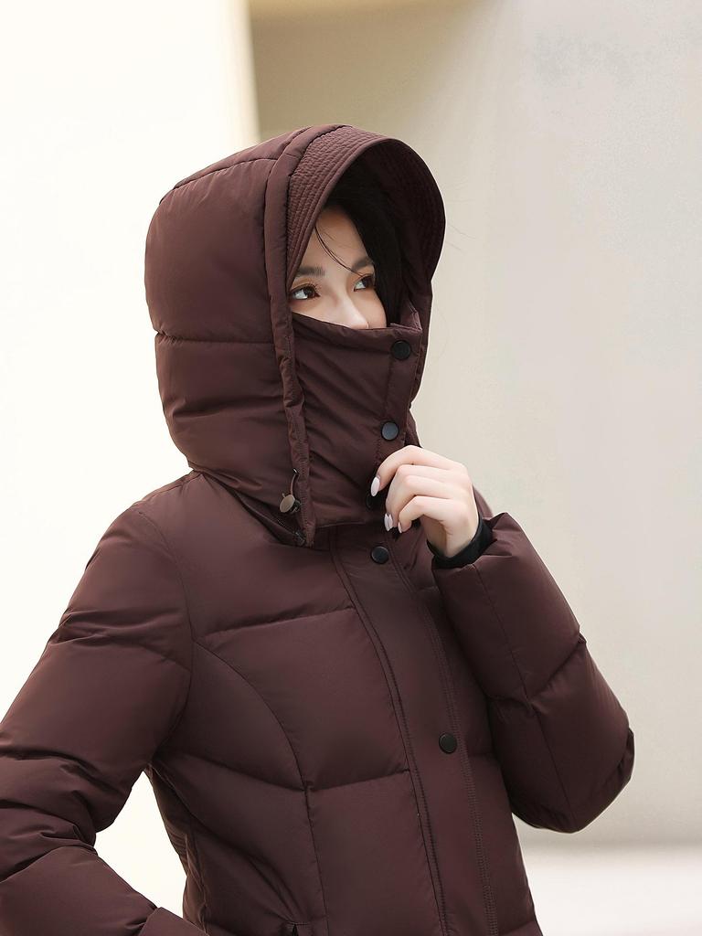 Women's 2025 Long Chic Waist-Slimming White Duck Down Puffer Coat