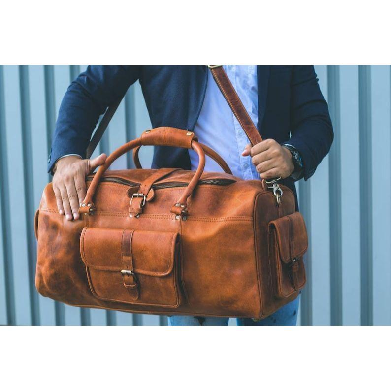 Leather Duffle Bag: Full Grain Weekender Travel Bag