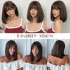 HAIRCUBE Short Brown Synthetic Natural Wig for Women Straight Shoulder Length Brown Hair With Bangs Heat Resistant Daily Cosplay