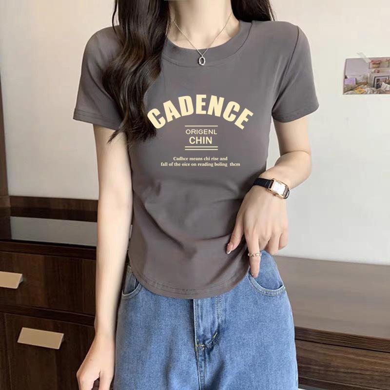 

Pink cotton shoulder short-sleeved t-shirt women s summer 2025 new design sense niche curved hem French top ins M