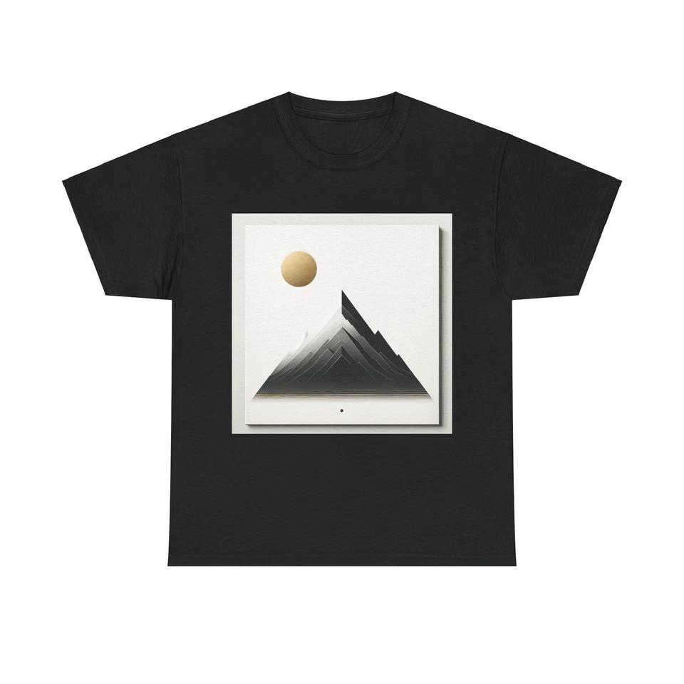 Unisex Adult T Shirt Minimalist Mountain Art Serenity Design L