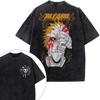 Anime BLEACH Kurosaki Ichigo Graphic T Shirt Men Women Washed Cotton Tshirts Vintage Casual Loose Clothing Harajuku Male T-shirt