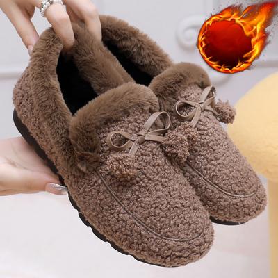 Wear Warm and Velvet Women's Shoes In Winter Pedal Cotton Shoes Fashion All-match Peas Shoes