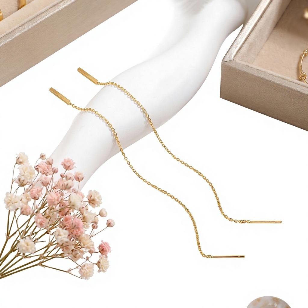 2026 New Stainless Steel Tassel Long Chain Earrings for Women Elegant and Trendy Long Drop Earrings
