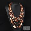 Vintage exaggerated wooden necklace Maillard vacation women's bohemian long niche sweater chain earrings