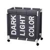 Rolling Laundry Basket Organizer 3 Grid Large Laundry Hamper Bin Waterproof Laundry Bags For Dirty Clothes Storage Box On Wheels
