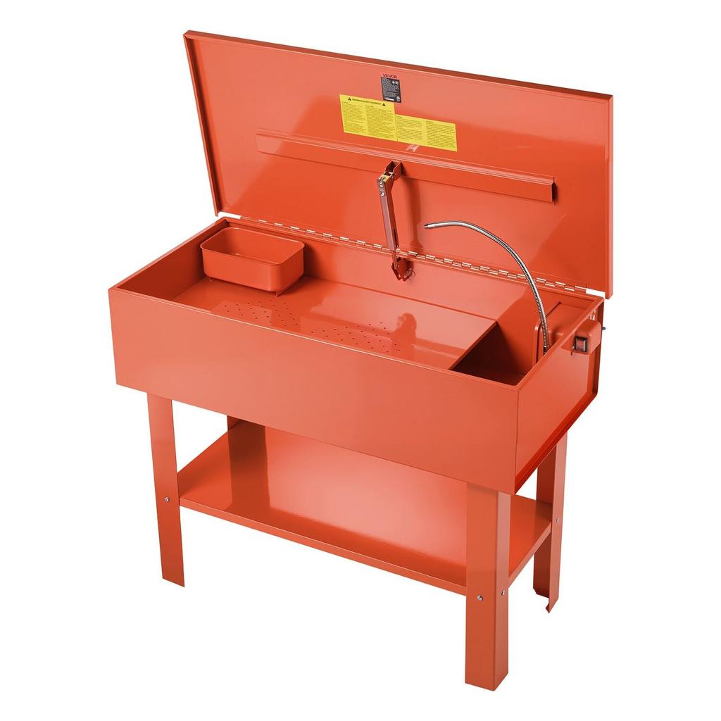 Parts Washer 151L Tank, 65L Solvent Capacity, 3L Per Minute Max Pump Output, Heavy Duty Steel Cabinet Electric Pump Automotive Parts Washer Cleaner
