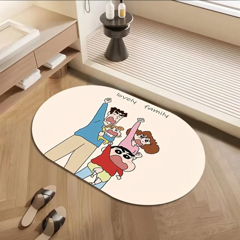Cartoon Shin Chan Diatomaceous Earth Bath Mat Non-Slip Absorbent Floor Bathroom Kitchen Entryway