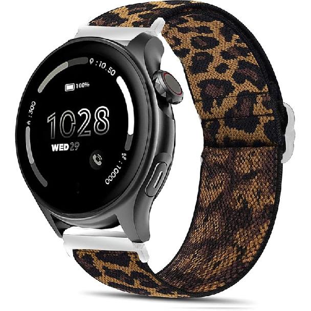 

Совместимый с ремешком для смарт-часов Cubitt Viva Pro, эластичный нейлоновый регулируемый сменный ремешок-аксессуар, совместимый с Cubitt Viva Pro, 22mm size band леопардовый