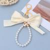 Creative  Big Bow Tie Key Chain Pearl Chain Keychain Women'S Bag Pendant Car Keychain Tote Hanging Ornament