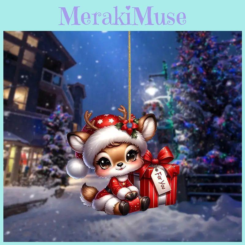 Adorable Acrylic Christmas Reindeer Hanging Ornament For Car Interior Decoration