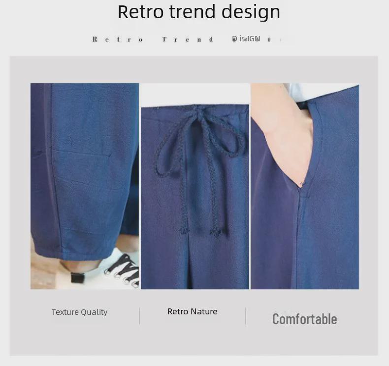 Lockere Leinen-Pumphose im Ethno-Stil für Herren – Tai-Chi-Hose mit weitem Bein für Frühling und Sommer